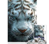 Puzzle per adulti da 1000 pezzi con tigre bianca in primo piano ideale per rilassarsi passare il tempo in casa decorare la casa o come regalo per tutta la famiglia (38x26cm)