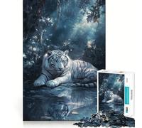 Puzzle per adulti da 1000 pezzi con tigre bianca nella foresta,gioco di logica,taglio di precisione,bordi lisci,regalo perfetto per riunioni di famiglia (50x75cm)