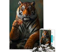 Puzzle per adulti da 1000 pezzi con tigre e bicchiere di whisky gioco educativo per tutta la famiglia ideale come regalo per chi ama giocare e migliorare la memoria (dimensioni 38x52cm)