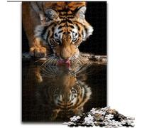 Puzzle per adulti da 1000 pezzi con tigre riflessa in legno, perfetto per il divertimento in famiglia durante i compleanni, Natale, festa di compleanno per uomini e donne, 50x75cm