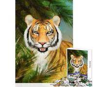 Puzzle per adulti da 1000 pezzi con tigre sdraiata nella giungla Gioco educativo adatto alle coppie antistress allena la mente e le mani (38x52cm)