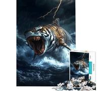 Puzzle per adulti da 1000 pezzi con tigre squalo e altri animali gioco per famiglie sfida per l'intelligenza giocattolo avvincente regalo divertente decorazione per la casa (dimensioni 38x26cm)