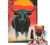 Puzzle per adulti da 1000 pezzi con toro gigante e donna puzzle per adolescenti giochi rilassanti ma divertenti e spiritosi regalo di compleanno e unico (dimensioni 38x26cm)