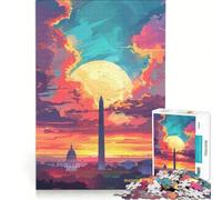 Puzzle per adulti da 1000 pezzi con tramonto a Washington DC decorazione da parete regalo di compleanno per rafforzare l'amore tra le coppie 38x26cm