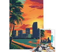 Puzzle per adulti da 1000 pezzi con tramonto di Miami gioco educativo e stimolante ideale per rilassarsi e migliorare la memoria perfetto come regalo di compleanno (dimensioni 50x75cm)