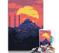 Puzzle per adulti da 1000 pezzi con tramonto di Santa Sofia, 1000 pezzi, giocattoli educativi ideali come regalo per tutta la famiglia (50x75cm)