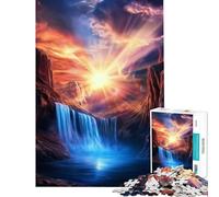 Puzzle per adulti da 1000 pezzi con tramonto e cascata gioco interattivo stimolante per la mente e per gli uomini ideale come regalo antistress (dimensioni 50x75cm)