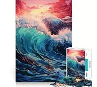 Puzzle per adulti da 1000 pezzi con tramonto e onde dell'oceano, gioco di precisione, giocattolo stimolante per la mente, per il tempo libero, regalo di compleanno (38x52cm)