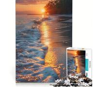 Puzzle per adulti da 1000 pezzi con tramonto e onde sulla spiaggia gioco educativo divertente e spiritoso ideale come decorazione da scrivania 38x26cm