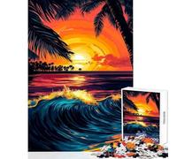 Puzzle per adulti da 1000 pezzi con tramonto oceano e onde Gioco pratico da 1000 pezzi ideale come regalo o passatempo durante le vacanze a casa (38x26cm)
