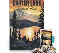 Puzzle per adulti da 1000 pezzi con tramonto sul Crater Lake National Park, gioco impossibile, difficile, compleanni e altre occasioni 38x52cm
