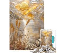 Puzzle per adulti da 1000 pezzi con tramonto sul lago dorato gioco divertente per adulti regalo per donne difficile e stimolante (dimensioni 38x26cm)