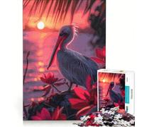 Puzzle per adulti da 1000 pezzi con tramonto sulla roccia del pellicano giocattolo educativo ideale per passare il tempo durante le vacanze regalo di compleanno regalo 38x52cm
