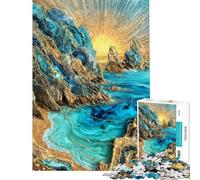 Puzzle per adulti da 1000 pezzi con tramonto sulle scogliere arte Kintsugi gioco di puzzle per adulti decorazione da parete regalo per donne regali per amici e familiari (dimensioni 50x75cm)