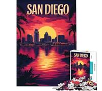 Puzzle per adulti da 1000 pezzi con tramonto sullo skyline di San Diego difficile e impegnativo giocattolo da parete per ragazzi dai 14 anni in su (38x26cm)
