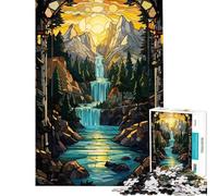 Puzzle per adulti da 1000 pezzi con tramonto surreale e cascata Gioco rilassante di analisi e logica compleanno e Natale (dimensioni 50x75cm)