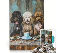 Puzzle per adulti da 1000 pezzi con tre barboncini dolcetti e caffè gioco rompicapo antistress lista dei desideri con Babbo Natale 38x26cm