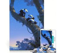 Puzzle per adulti da 1000 pezzi con tre panda sugli alberi Un gioco pratico divertente e spiritoso perfetto anche come decorazione da scrivania 50x75cm