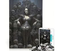 Puzzle per adulti da 1000 pezzi con trono a forma di teschio della regina gioco rilassante antistress intellettuale regalo di compleanno regalo di viaggio 38x26cm