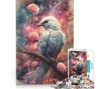 Puzzle per adulti da 1000 pezzi con uccellino bianco e rose antistress ideale per l'interazione genitore-figlio compleanni e altre occasioni 50x75cm