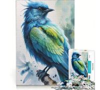 Puzzle per adulti da 1000 pezzi con uccellino blu ad acquerello gioco pratico per le vacanze a casa per passare il tempo e rafforzare l'amore tra le coppie 38x52cm