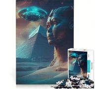 Puzzle per adulti da 1000 pezzi con UFO sopra la Sfinge e la Piramide giocattolo educativo ideale per passare il tempo durante le vacanze regalo per amici e familiari 50x75cm