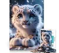 Puzzle per adulti da 1000 pezzi con un adorabile leopardo delle nevi,disegno finemente ritagliato,divertente per risolvere problemi,gioco rilassante,decorazione natalizia da parete 38x52cm