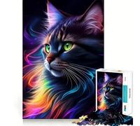 Puzzle per adulti da 1000 pezzi con un affascinante gatto nero fantasy,perfetto per un gioco di abilità mentale e relax,ideale per compleanni (50x75cm)