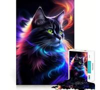 Puzzle per adulti da 1000 pezzi con un affascinante gatto nero fantasy,pezzi ben definiti,gioco di abilità per la mente,gioco per il tempo libero,opera d'arte natalizia (50x75cm)