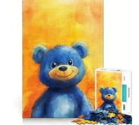 Puzzle per adulti da 1000 pezzi con un affascinante orso blu sorridente,perfetto per un gioco di abilità mentale e relax,ideale per compleanni (38x26cm)