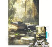 Puzzle per adulti da 1000 pezzi con un alligatore nella palude, gioco impossibile, rilassante e stimolante per la mente, ideale come decorazione da scrivania 50x75cm