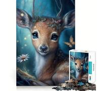 Puzzle per adulti da 1000 pezzi con un bellissimo cerbiatto,design finemente intagliato,ideale per allenare la mente,per rilassarsi e giocare a compleanno (38x26cm)