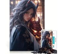 Puzzle per adulti da 1000 pezzi con un bellissimo demone samurai dal design raffinato,ideale per allenare la mente,per rilassarsi e divertirsi,perfetto per compleanni e giochi artistici (50x75cm)
