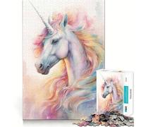 Puzzle per adulti da 1000 pezzi con un bellissimo unicorno arcobaleno,bordo perfetto,gioco intelligente,regalo per il tempo libero,gioco di Natale,arte per il tempo libero (50x75cm)
