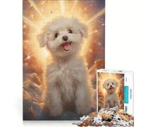 Puzzle per adulti da 1000 pezzi con un Bichon Frise sorridente in paradiso gioco per famiglie decorazione da parete con pezzi di forma casuale completamente ad incastro 38x26cm