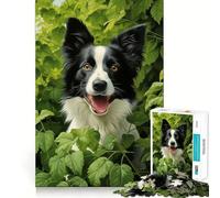 Puzzle per adulti da 1000 pezzi con un Border Collie verde,divertente e stimolante,ideale per incastri precisi e momenti di relax,perfetto come regalo di Natale 50x75cm