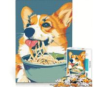 Puzzle per adulti da 1000 pezzi con un Corgi che mangia spaghetti, ideale per rilassarsi, passare il tempo durante le vacanze a casa, un regalo perfetto per gli appassionati di videogiochi 50x75cm