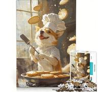 Puzzle per adulti da 1000 pezzi con un Corgi chef che prepara pancake, gioco educativo, rilassante e stimolante, ideale come regalo di compleanno o per occasioni speciali 50x75cm