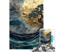Puzzle per adulti da 1000 pezzi con un elegante albero color oro e verde acqua Gioco interattivo per adulti che migliora la memoria compleanni e Natale (dimensioni 38x26cm)