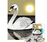 Puzzle per adulti da 1000 pezzi con un elegante cigno nell'acqua Divertimento a casa sfida impegnativa giocattolo decorativo per la casa adatto a partire dai 14 anni 50x75cm