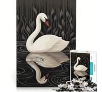 Puzzle per adulti da 1000 pezzi con un elegante cigno sull'acqua, gioco educativo, regalo di compleanno, ideale come decorazione da scrivania 38x52cm
