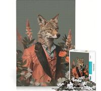 Puzzle per adulti da 1000 pezzi con un elegante coyote e motivi floreali ideale per giochi in famiglia divertimento assicurato compleanno e Natale 50x75cm