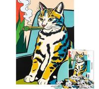 Puzzle per adulti da 1000 pezzi con un fantastico gatto in stile pop art che fuma marijuana Gioco educativo per tutta la famiglia ideale come regalo per chi ama giocare e migliorare la memoria