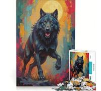 Puzzle per adulti da 1000 pezzi con un fantastico lupo nero, ideale per rilassarsi, passare il tempo durante le vacanze o semplicemente per passare il tempo, un regalo perfetto per gli appassionati