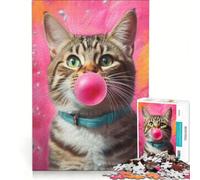 Puzzle per adulti da 1000 pezzi con un gatto che fa le bolle di sapone, gioco educativo, divertente e umoristico, ideale come decorazione da scrivania 38x26cm