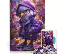 Puzzle per adulti da 1000 pezzi con un gufo in abito viola, gioco educativo, rilassante e stimolante, ideale come regalo di compleanno o per occasioni speciali 50x75cm