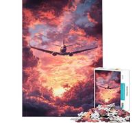 Puzzle per adulti da 1000 pezzi con un jet che solca i cieli al tramonto Gioco di logica e analisi per adulti decorazione da parete compleanno e Natale (dimensioni 38x26cm)