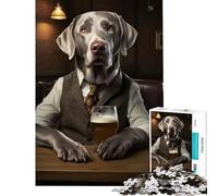 Puzzle per adulti da 1000 pezzi con un Labrador argentato al pub gioco impossibile giocattolo educativo regalo di Babbo Natale segreto per divertimento in famiglia (dimensioni 50x75cm)