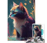 Puzzle per adulti da 1000 pezzi con un maestoso gatto gioco educativo stimolante per l'intelletto ideale come regalo di Babbo Natale segreto o antistress (dimensioni 38x26cm)