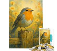 Puzzle per adulti da 1000 pezzi con un pettirosso su un palo di recinzione Un gioco avvincente per coltivare la pazienza ideale per tutta la famiglia perfetto come decorazione o regalo divertente